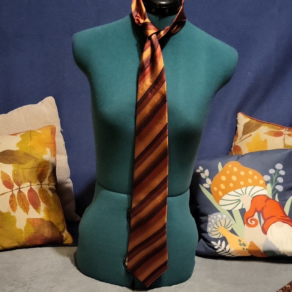 Alfani Orange and Black Striped Tie